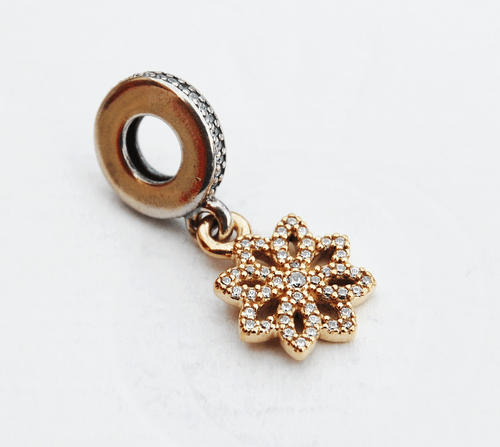 Genuine Pandora two-tone Charm "Lace Botanique" - 791757CZ - retired - Picture 2 of 3
