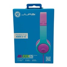 JLab JBuddies Folding Kids Headphones Wired Volume Safe 2nd Gen Pink/Teal