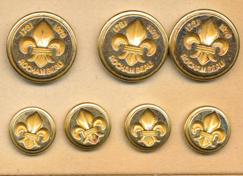 Commemorative Button Set Bicentennial 1781-1976 Rochambeau Waterbury CT Boxed