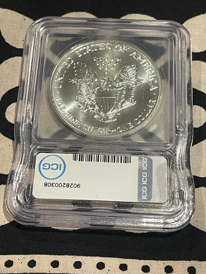 1989 ICG MS 70 💎 Silver Eagle Signed Austin Hutto, President - Image 4 of 4