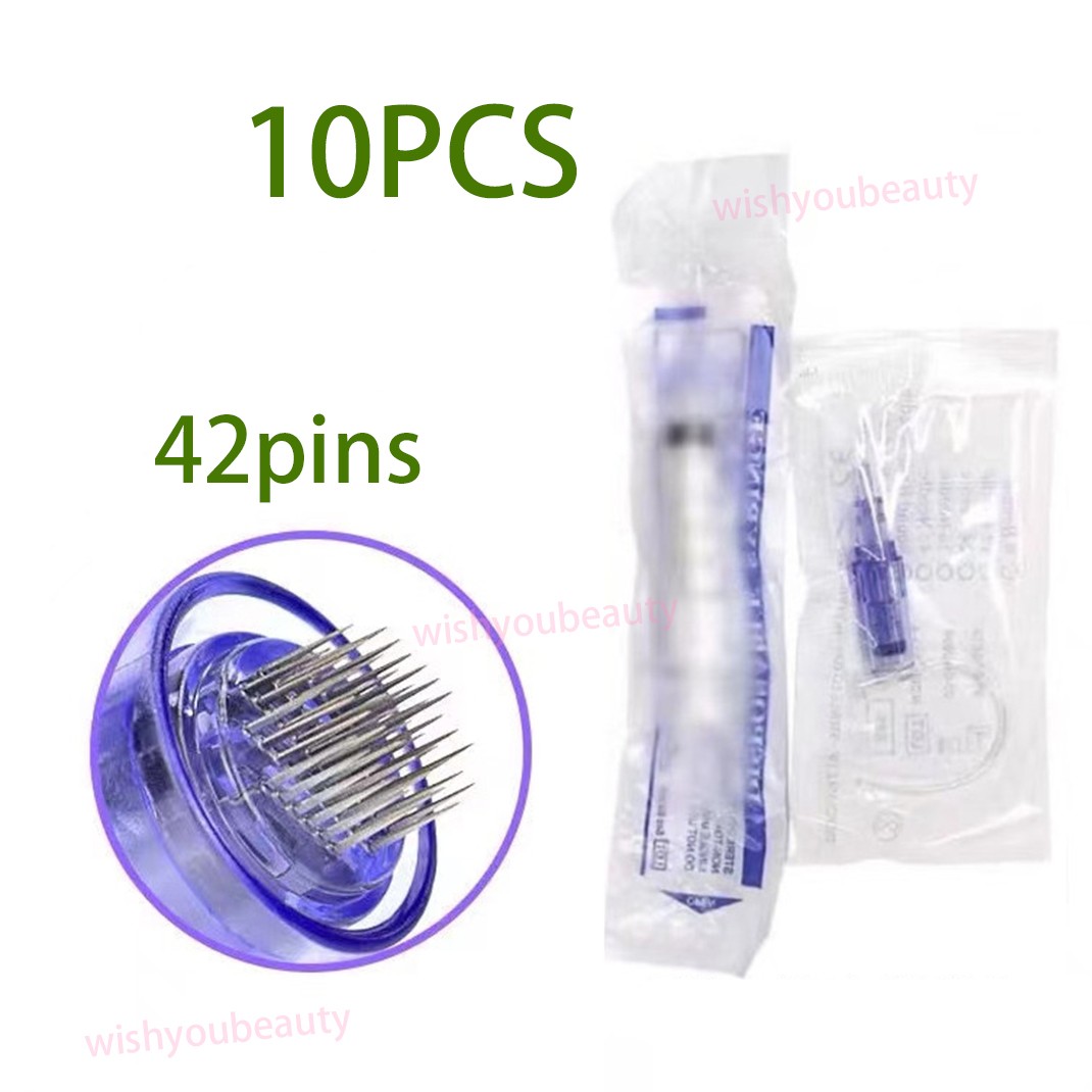 Micro Pen Mesotherapy Gun With 10Pcs 42Pins Replacement Needles Cartridges Tips