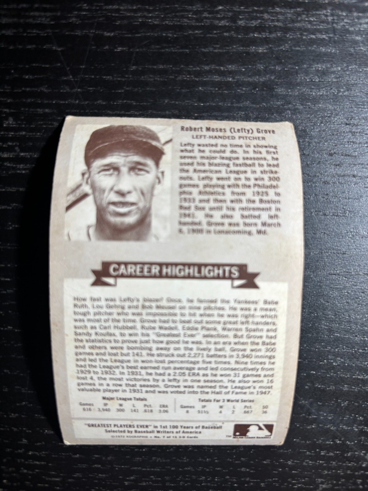 1972 Xograph Greatest players ever Lefty Grove and Honus Wagner 3D cards view 5