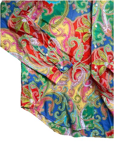 POLO RALPH LAUREN XL Rare 100% Cotton Multicoloured Psychedelic Paisley Shirt - Picture 7 of 12