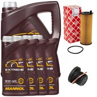 MotoröL Filter Set Mannol 5W-40 Api 9 Liter + Schraube FüR Audi A6 A8 2.7 3.0