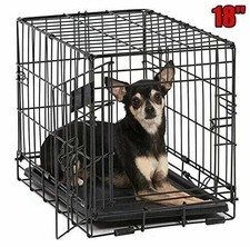 18" Folding Dog Crate Single Door w/Divider Leak-Proof Tray
