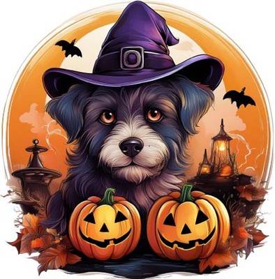 Farbe Halloween Hexe Hund Wandbild Schlafzimmer Kinderzimmer Vinyl Aufkleber Abziehbild 6 Größen
