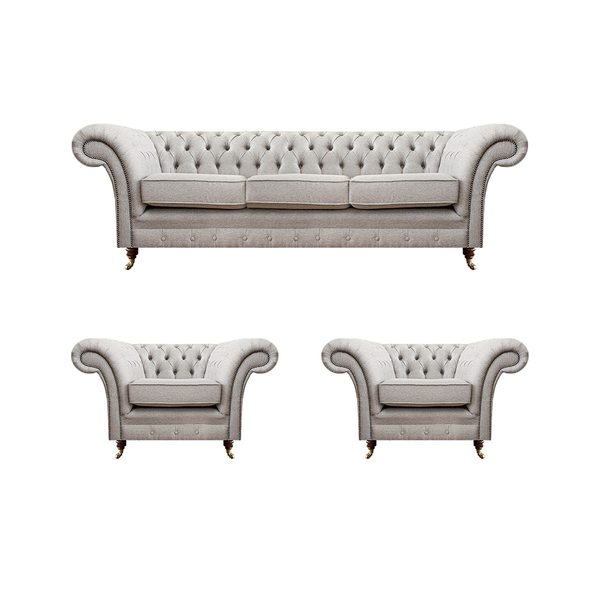 Luxus Einrichtung Neu Sofagarnitur Wohnzimmer Set 3Tlg Grau Chesterfield-image