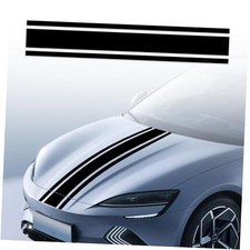 49"x 8.7" Car Hood Stripe Sticker Decal, Vinyl Auto Racing Body Side Black