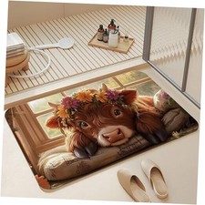 Bathroom Floor Mat,Bathroom Rugs,Quick Dry Rustic Farmhouse Cute Highland Cow