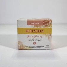 Burt's Bees Truly Glowing Night Cream Dry Skin Intense Hydration Nourish 1.8oz