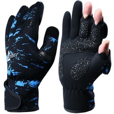 Neoprene Ice Fishing Gloves Touchscreen 3 Cut Fingers Warm Cold Weather Suita...