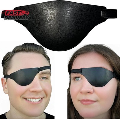 Black Leather Eye Patch with Adjustable Band and Concave Design - Comfortable Me