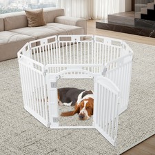 7 Panels Dog Playpen Small And Medium-sized Pet Safety Fence With Roof Buckles