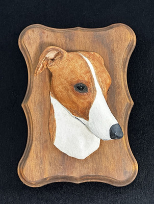 Original Donna Lewis Whippet / Greyhound Dog Sculpture Plaque
