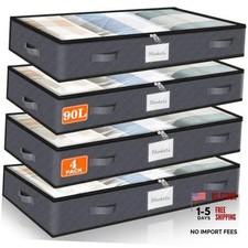 90L Under Bed Storage Containers, Storage Bags, Organizers-Pack 4 Gray