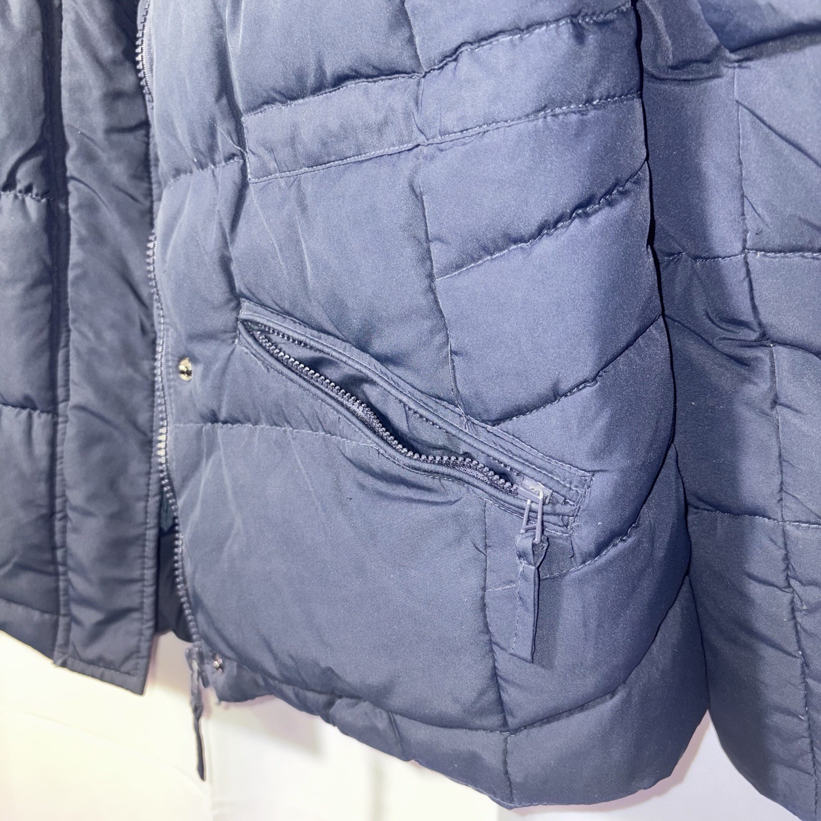 Tayberry Womens Duck Down Puffer Jacket Blue Quilted Zip Coat Size M image 5