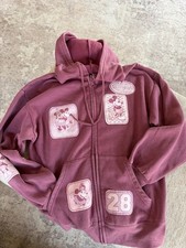 Disney Mickey Mouse Full Zip Hoodie Red Fleece Women XS Graphic Print