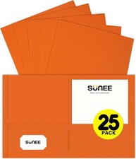 Folders with Pockets 25 Pack Orange 2 Pocket Folders Fit Letter Size Paper Pa...