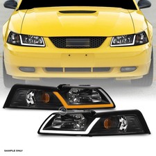 Switchback Sequential For 1999-2004 Ford Mustang Black Headlights Wled Tube Bar Switchback Sequential For 1999-2004 Ford Mustang Black Headlights Wled Tube Bar