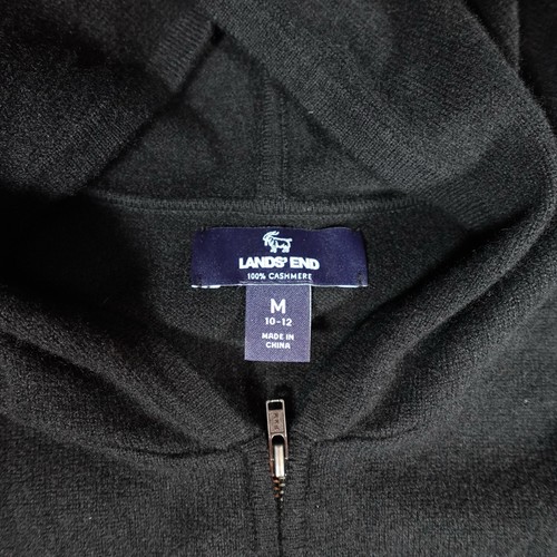 Lands End 100% Cashmere Sweater Hoodie Youth Boys M 10-12 (Fits Mens S) Full Zip - Picture 2 of 8