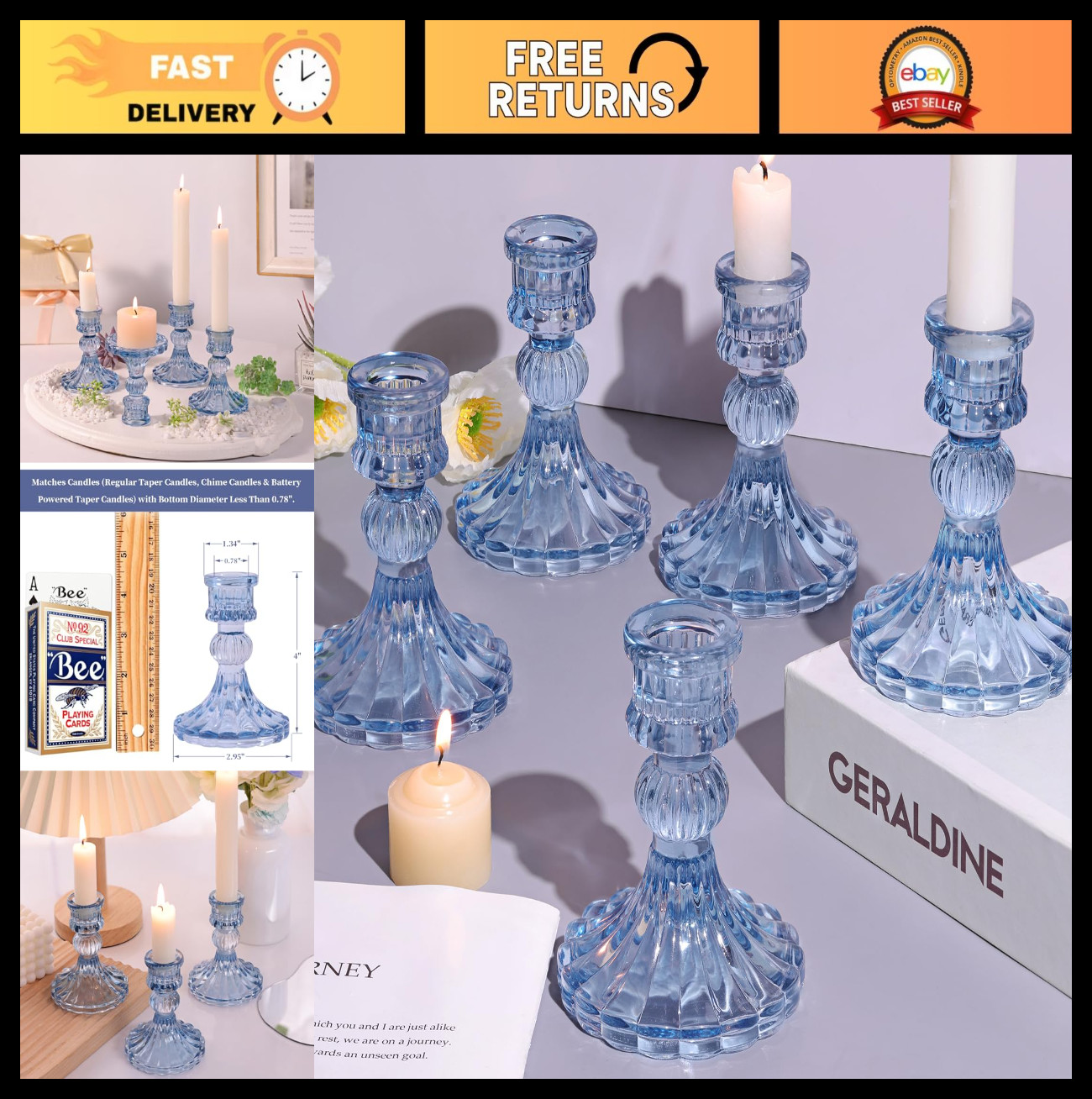 S Set - 4" Glass Holders For Weddings, Parties, Ho