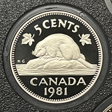 CANADA 1981 UNC PROOF Nickel 5 Cents plucked from Royal Canadian Mint Set