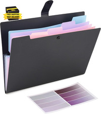 Expanding File Folder, 5 Pocket Cute Folders with Labels Letter Size Accordion F