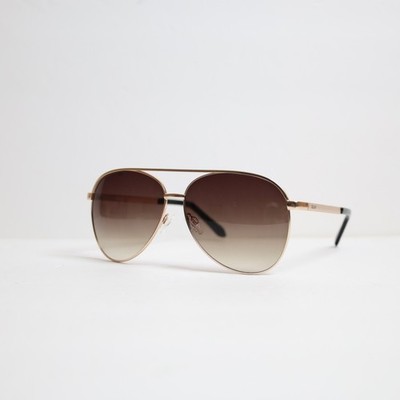 QUAY VIVIENNE Women's 64mm Aviator Sunglasses Gold Frame Brown Gradient Lens NEW