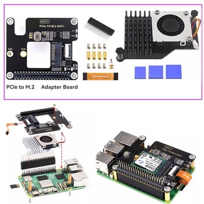 PCIe to M.2 Hard disk SSD Expansion Board Adapter w/ Heatsink for Raspberry Pi5