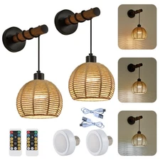 Battery Operated Cordless Wall Sconces Set of 2, Rechargeable Battery Powered...