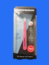 Tweezerman Slant Tweezer Pink Hand Filed Tips Stainless Steel High-Precision