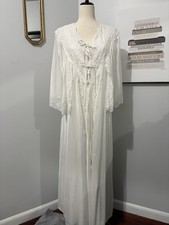Vintage Peignoir Nightgown And Robe Set Lace Bridal Size Small