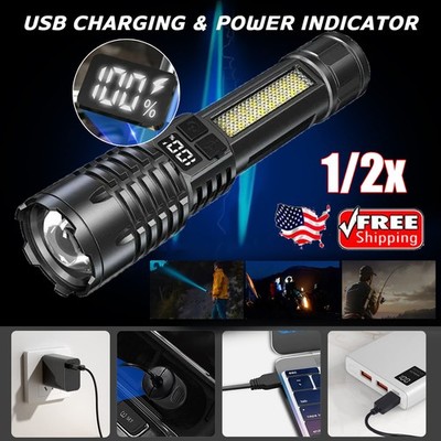 LED Rechargeable Flashlights High Lumens Single Click Bright Flashlight Lasting