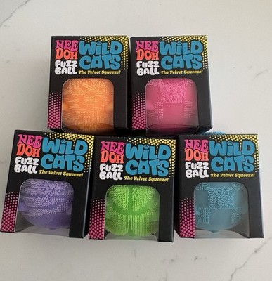 NEW Needoh Wild Cats FuzzBall Pick Your Color Rare Velvet Squeeze Sensory Toy
