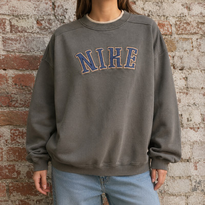 Vintage Nike Spellout Sweatshirt XL Grün Pullover 90s Made in Indonesia