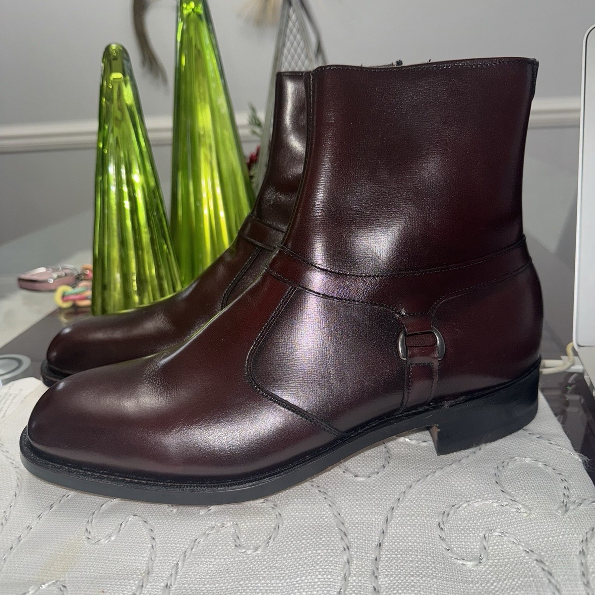 E.T. Wright Arch Preserver Shoes Calf Zip Ankle Boots Men'S