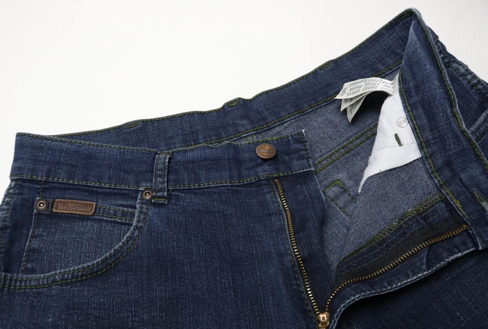 Pantalones de mezclilla elásticos WRANGLER Texas para hombre W34/L30 azul calce recto cremallera mosca Foto 4 de 4