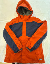 Lands End Boys Squall Winter Parka Jacket L 14/16 Orange Blue Grow A Longs