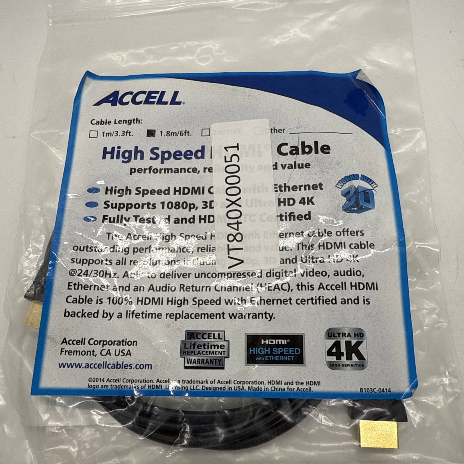 4K HDMI High Speed Cable 6 Feet for HDTV 1080P Ultra HD-image