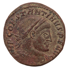 ROMAN BRONZE FOLLIS COIN OF CONSTANTINE I THE GREAT: SOLI INVICTO COMITI