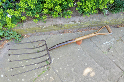 Vintage Beet potato Fork, 6 Prong Fork,  manure hay, sippet.