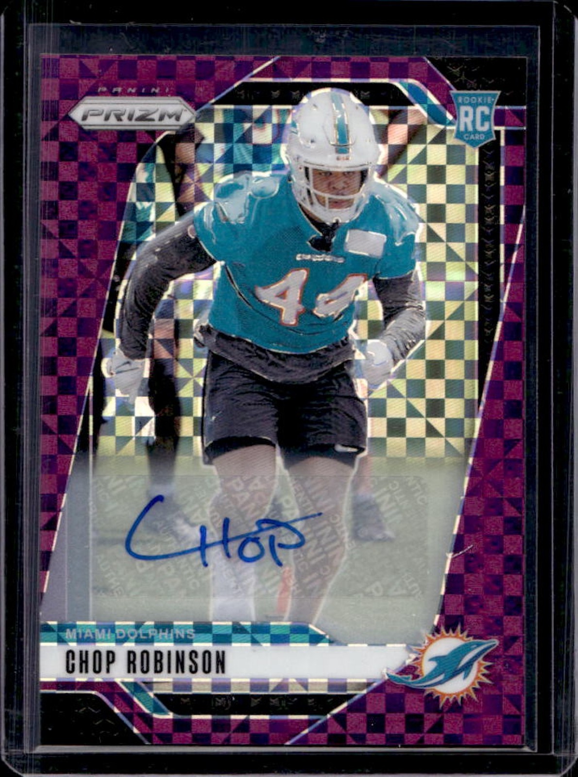 2024 Prizm Chop Robinson Auto RC Purple Power Rookie #29/49 Dolphins