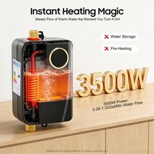 3500W Schwarz Warmwasser-Durchlauferhitzer 22...