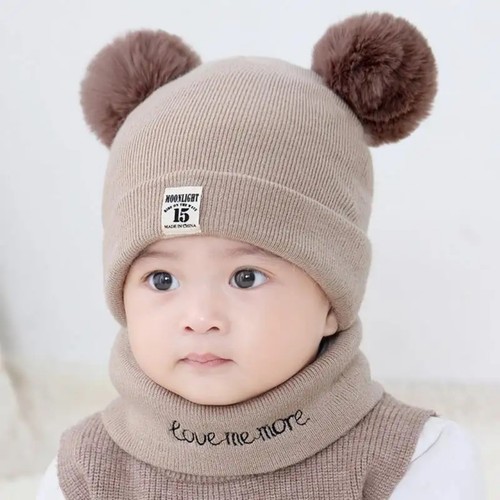 Winter Warm Knitted Bennie Hat & Scarf Set For Children Toddler Baby - Picture 1 of 5