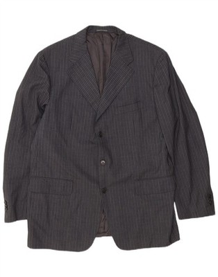 Corneliani Herren 3 Knopf Blazer Sakko IT 54 2XL Grau Nadelstreifen Schurwolle AI07