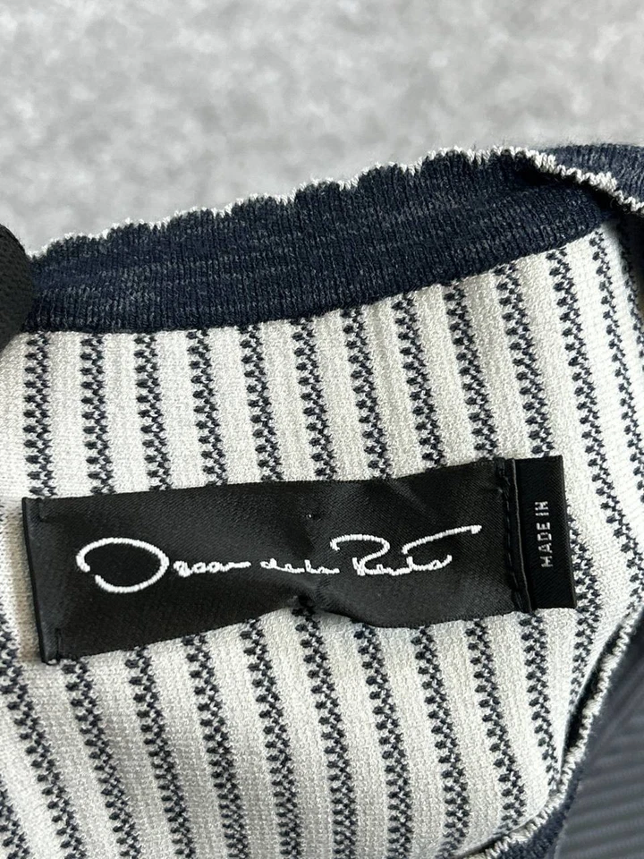 Blazer Oscar De La Renta Suéter Mujer Medio Azul Blanco Tejido Foto 3 de 4