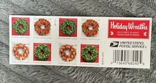 Forever USPS USA Holiday Wreath Sheet of 20 Authentic Postage Stamps Christmas