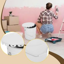 Empty metal paint bucket with lid, multi-purpose paint container for solvents,