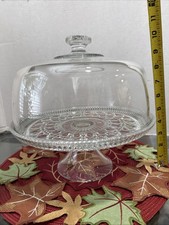 Royal Brighton Pedestal Cake Stand Clear Glass w/ Dome Lid  Vintage Mint
