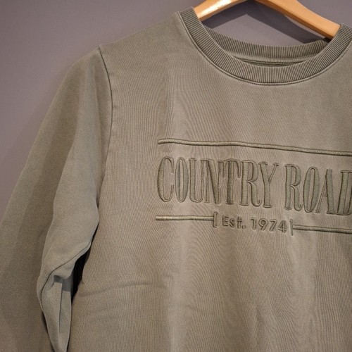 Country Road Embroidered Jumper Green Kids 16/Womens XS? Sweater Logo - Picture 4 of 19